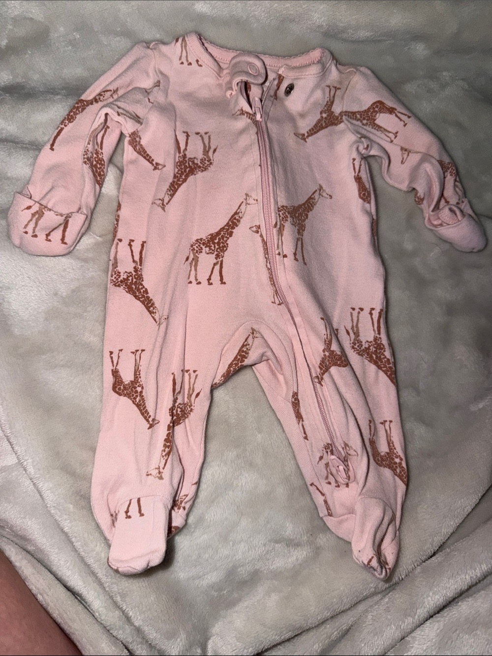 Baby Pink Giraffe Footed One-Piece - Carter’s